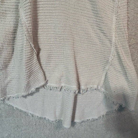 Free People Moonshine V Neck Sweater Top Size Medium Thermal Cream Oversized - Picture 3 of 10